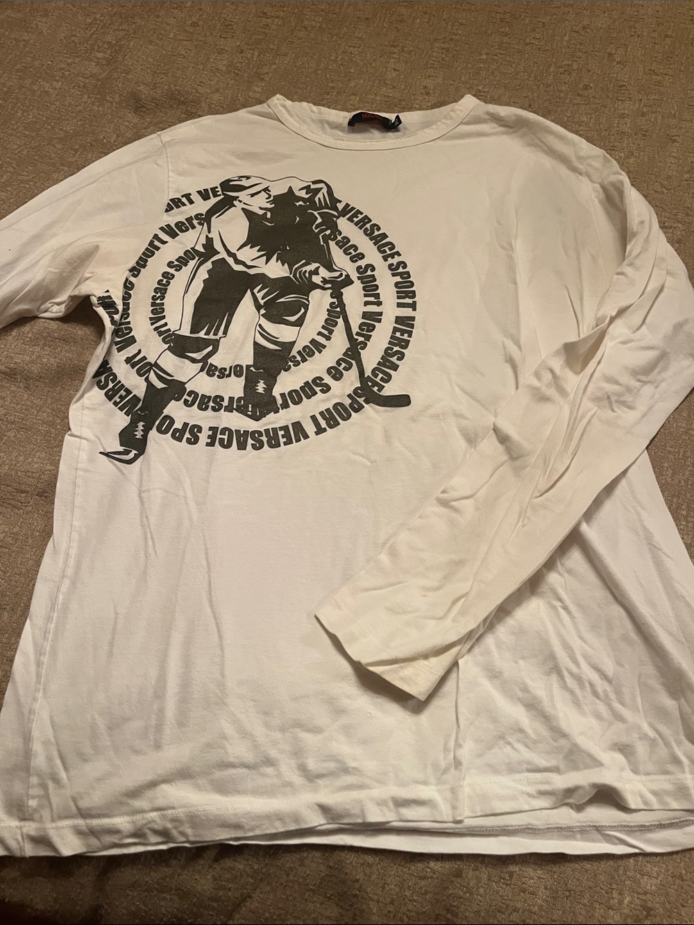 Versace White Long Sleeve Graphic Hockey Tee